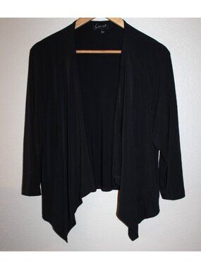 Connected Apparel Womens Black Open Front Draped 3/4 Sleeve Cardigan XL